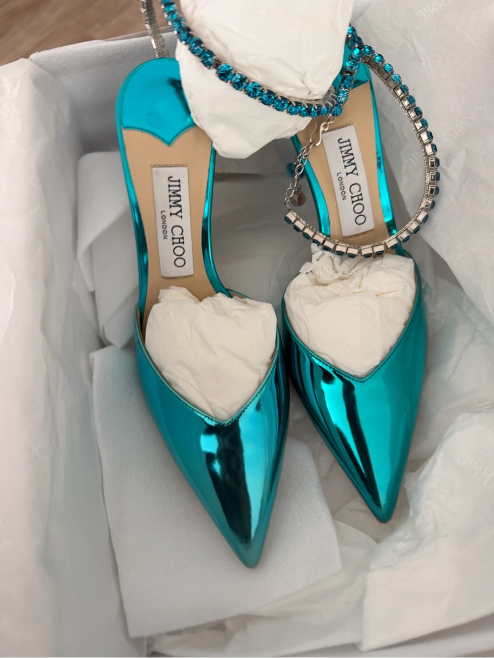 Jimmy Choo Saeda Metallic Teal